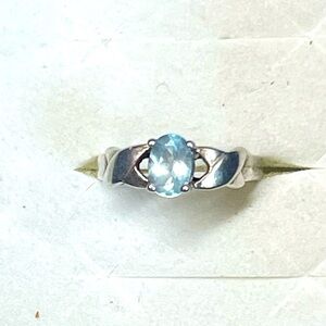 Oval Gem Solitaire Vintage Sterling Silver Ring Size 6.5